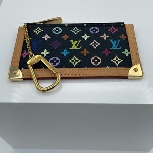 Authentic Louis Vuitton Monogram Multi-color Pochette Cles Key/Coin Case